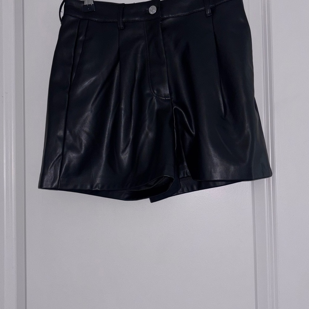 Calvin Klein Black High Waist Leather Shorts